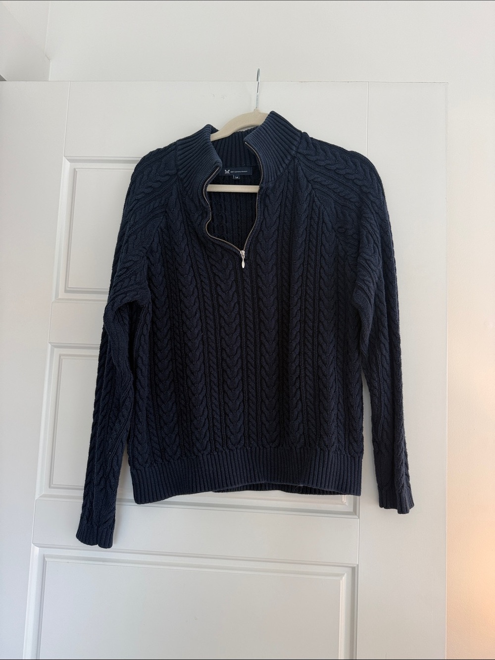 Women's Cable-Knit Half-Zip Turtleneck Sweater - Navy